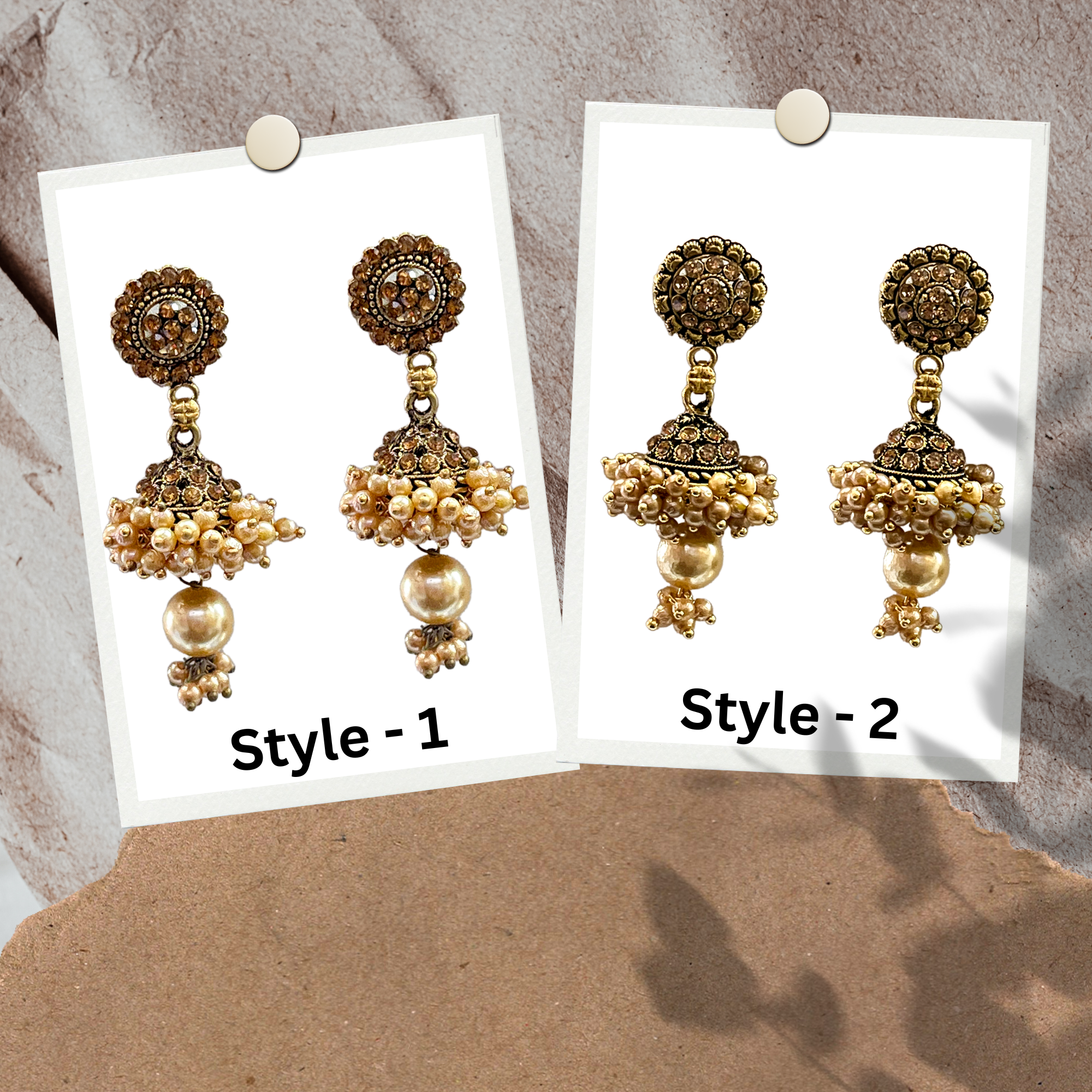 204 gold-plated jhumka earrings, drop earrings, pakistani earrings