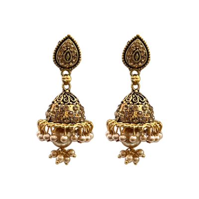 Traditional South Indian Gold Jhumka Earrings