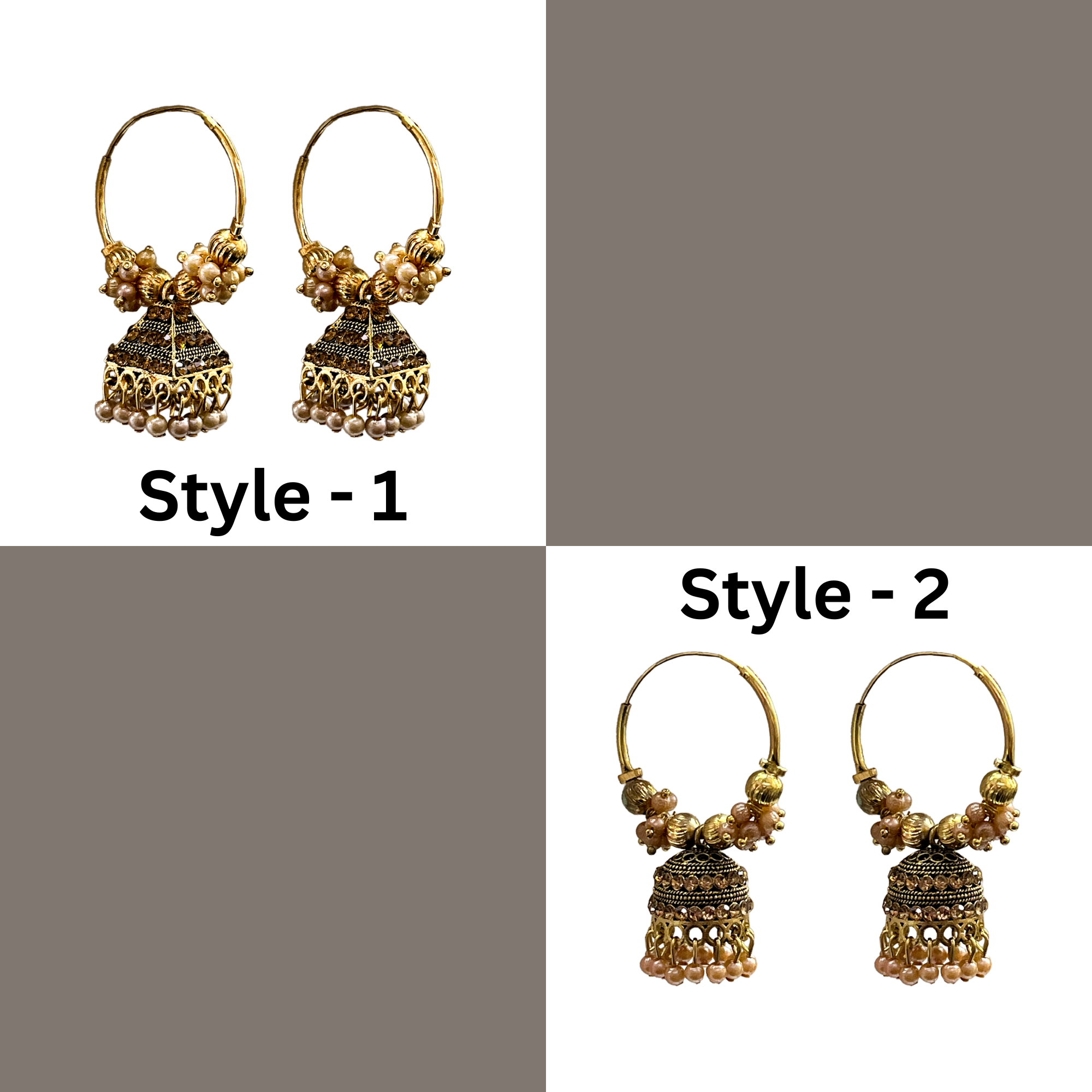 206 gold-plated bali earrings, drop jhumka earrings, indian hoop earrings