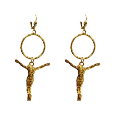 gold-plating earrings, Religious jewelry, Crucifixion of Jesus earrings