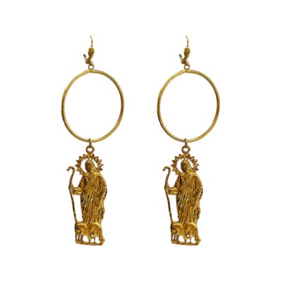gold-plated earring, San Lazaro jewelry, Religious earrings jewelry