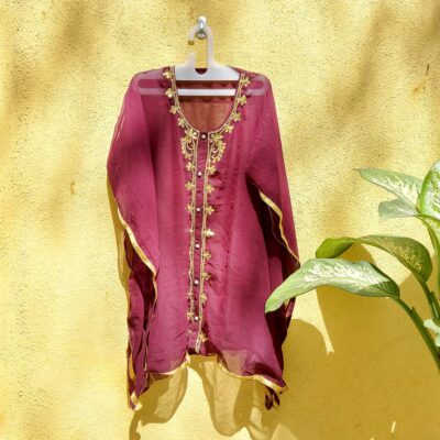 Beach cover up dark beet kaftan