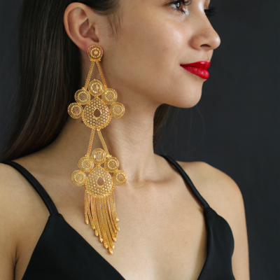 Gold Plated Extra Long Earrings