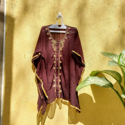 brown chiffon beach kaftan