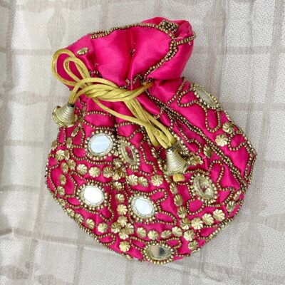 2_87d63bdd-559f-45e3-b45f-d894143e835e Indiacraft Rajasthani Mirror Work Hand Crafted Potli Bags for Woman