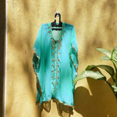 teal beach cover up kaftan