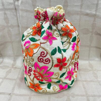 Pearl Handle Designer Embroidered Potli Bags for Women