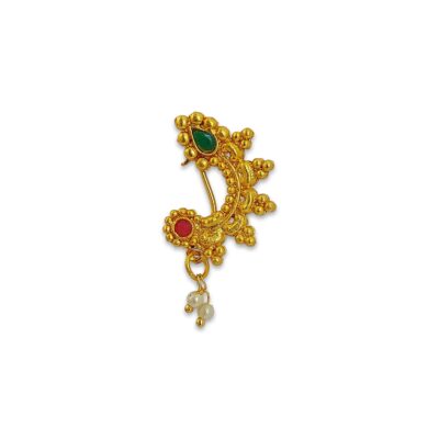 south indian jewelry, bridal nose ring, kudan press nose pin, traditional nath