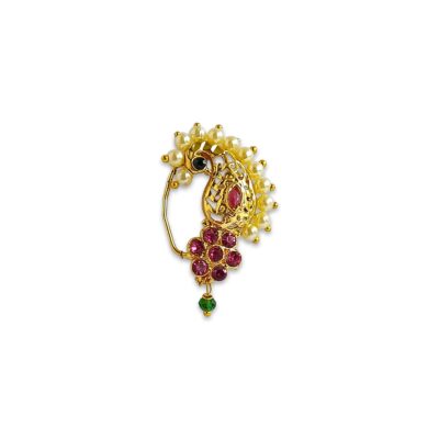 Gold-plated nose rings, peacock pressing nose ring