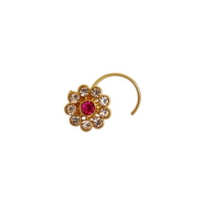 ruby stone nose ring, gold-plated nose ring, indian wedding jewelry, south indian jewelry