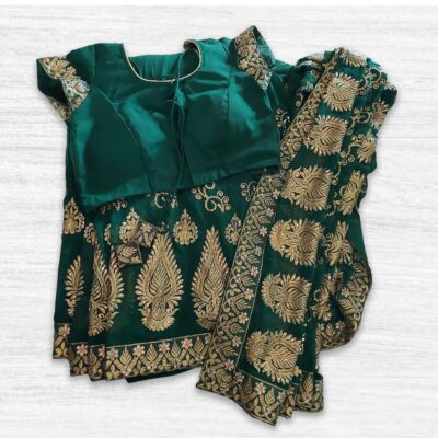 6_80a7da47-773c-4db5-845b-cf8a772be7e3 Dark Green Indian Wedding Ready To Wear Saree