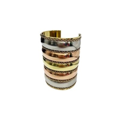 Tri Color Large Cuff Bracelet in Ethnic Style