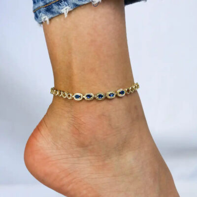 A2103BLG-_5 CZ Stone Women's Gold Ankle Bracelet