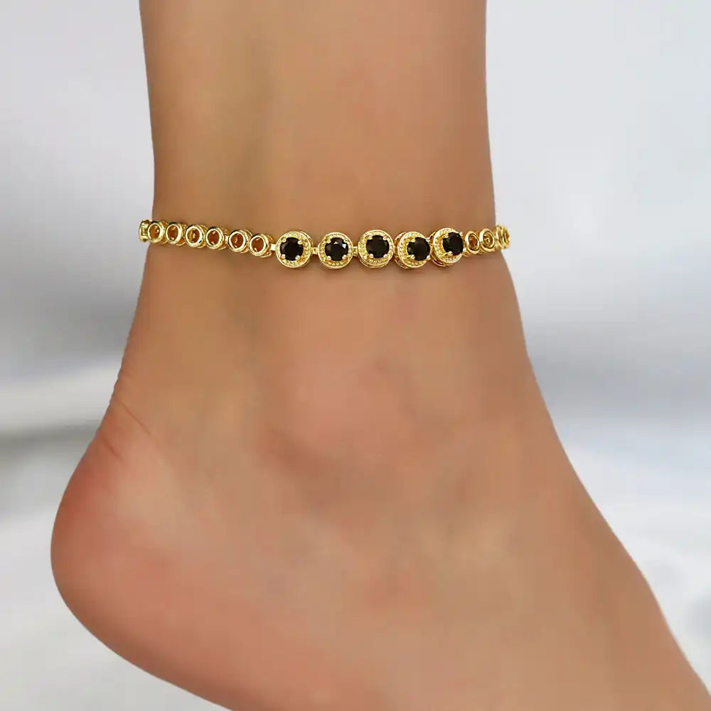 A2104BKG-_4 Gold Plated Chain anklet bracelet for women