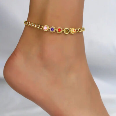A2104MLG-_4 Gold Plated Chain anklet bracelet for women