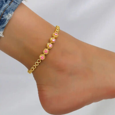 A2104PG-_3 Gold Plated Chain anklet bracelet for women