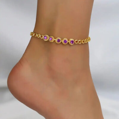 A2104PRG-_4 Gold Plated Chain anklet bracelet for women