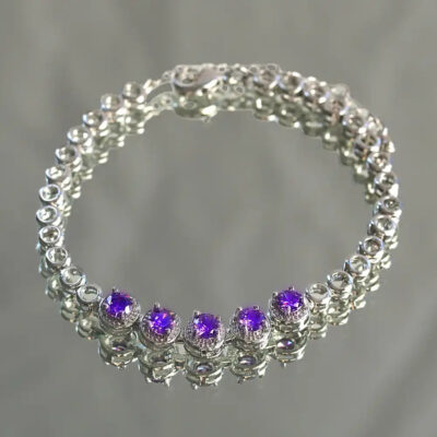 A2104PRS-_2 CZ Stone Ankle Bracelets in Summer