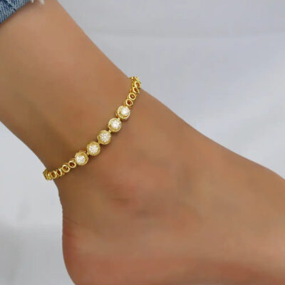 A2104WG-_3 Gold Plated Chain anklet bracelet for women