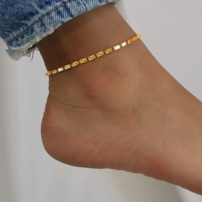 A2107ABG-_3 CZ Stone Diamond Ankle Bracelet
