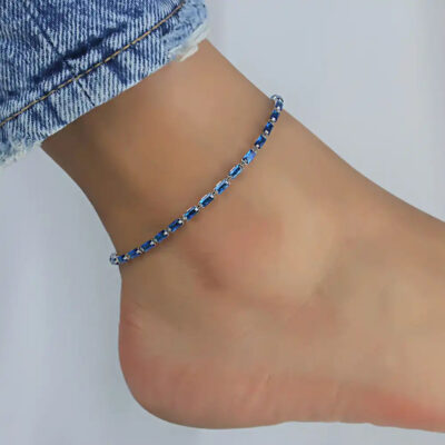 A2107BLS-_4 Silver CZ Fine Anklets for Women