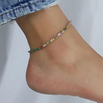 A2107MLS-_4 Silver CZ Fine Anklets for Women