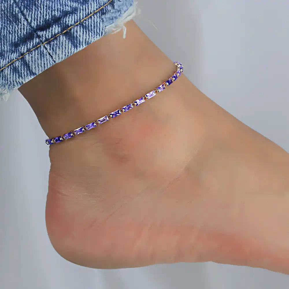 A2107PRG-_3 CZ Stone Diamond Ankle Bracelet