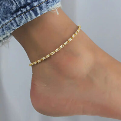 A2107WG-_3 CZ Stone Diamond Ankle Bracelet