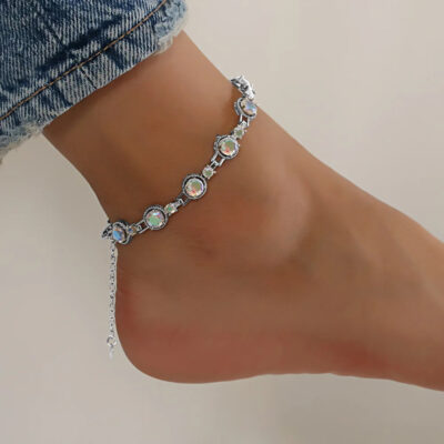 A2108ABS-_2 CZ Stone Adjustable Anklet Jewelry