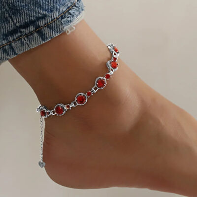 A2108RS-_2 CZ Stone Adjustable Anklet Jewelry