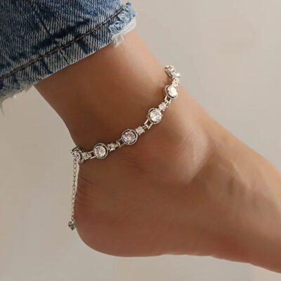 A2108WS-_2 CZ Stone Adjustable Anklet Jewelry