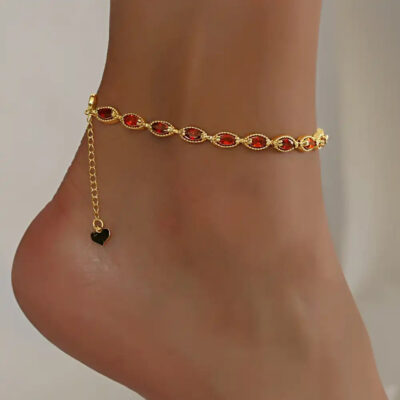 A2110RG-_3 Gold plated oval shape Summer Anklet Bracelet