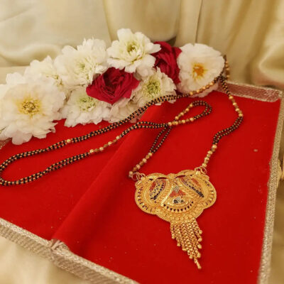 Traditional Mangalsutra with Black Crystal Beaded Chain