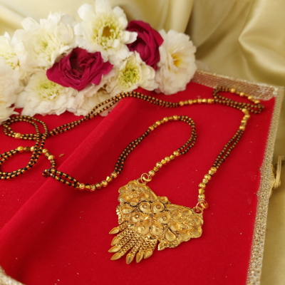 Gold Plated Traditional Black Beads Mangalsutra