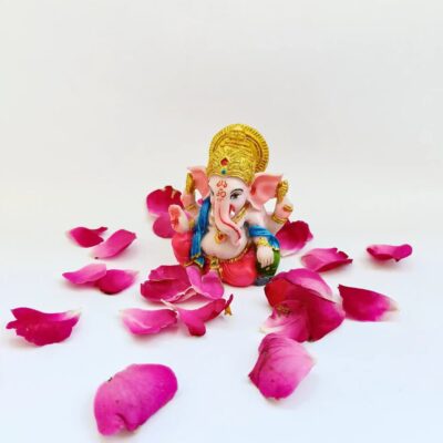 GI04-_4 Lord Pink Ganesha Idol for Car Dashboard