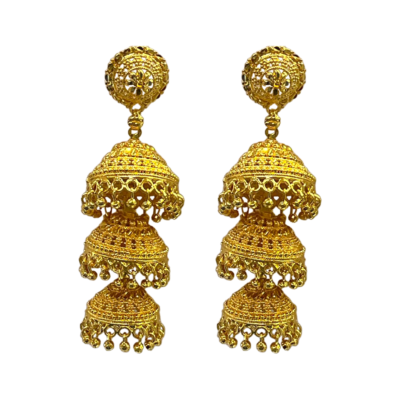 gold-plated jhumka earrings, god jhumka earrings, gols-plated jewelry, gold-plated indian jewelry
