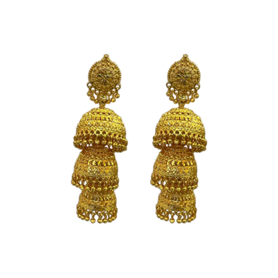 gold jhumka earrings, gold-plated earrings, gold-plated jewelry, indian jewelry mall