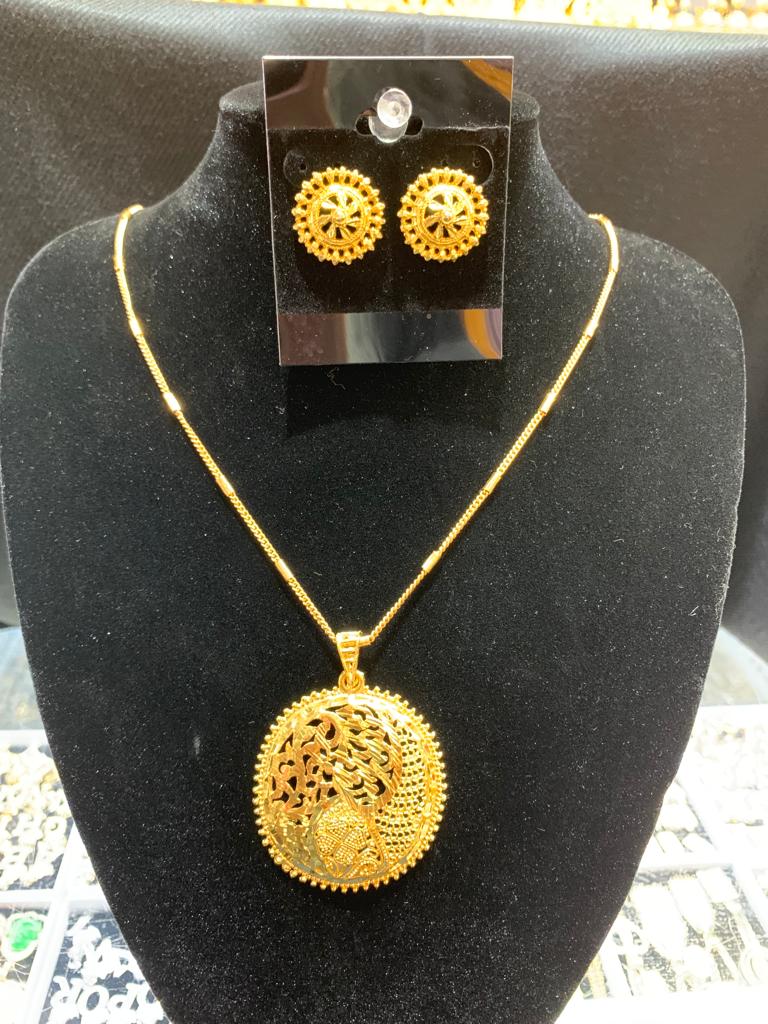 Gold Plated Necklace with Earrings