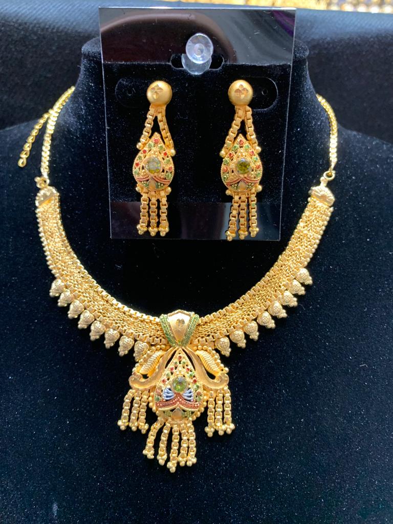 Gold Plated Necklace with Earrings