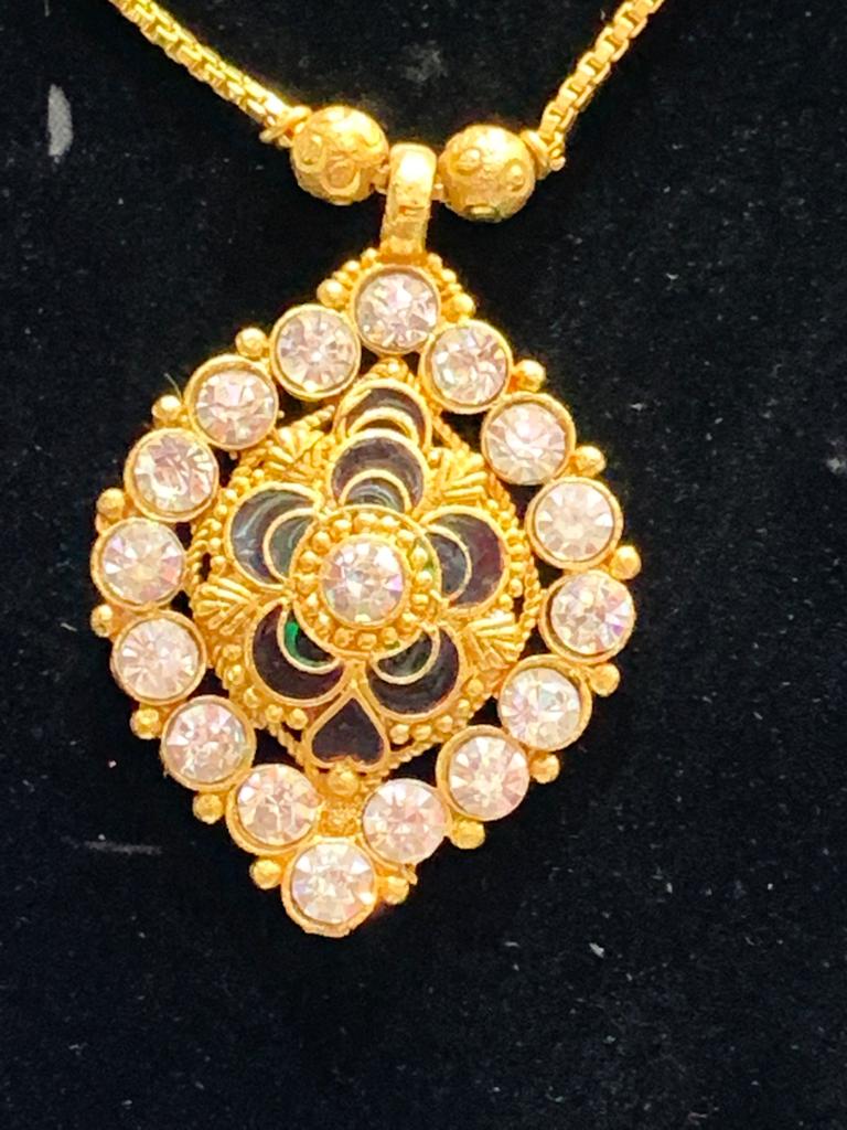 Gold Plated Stones Pendant Necklace