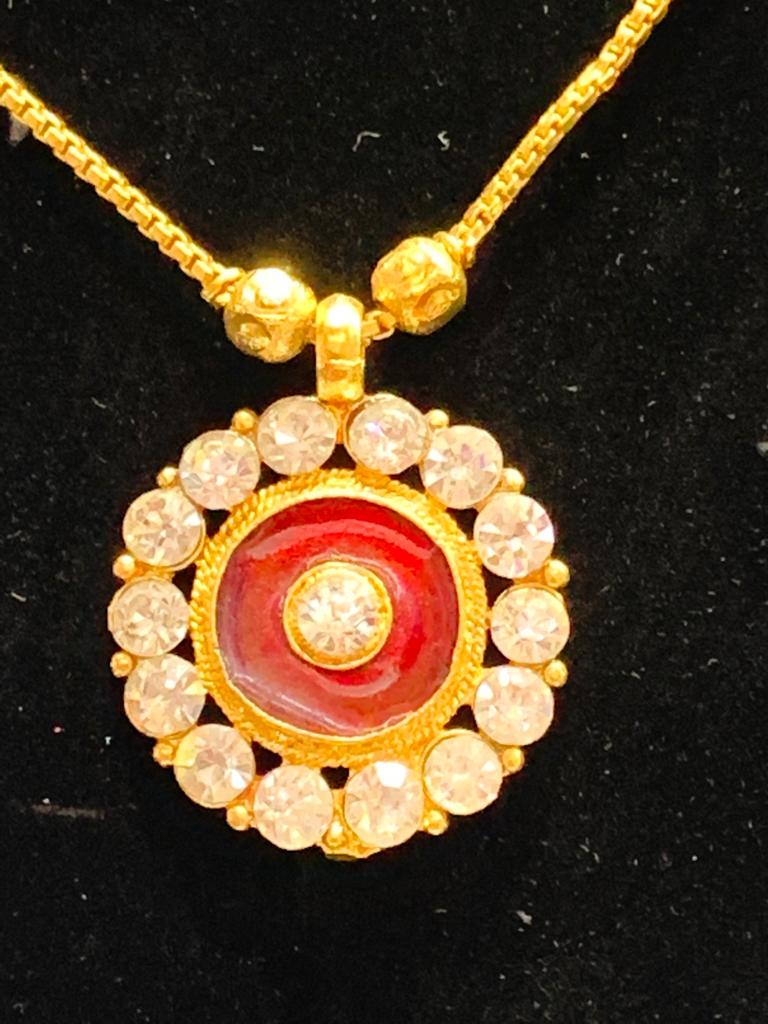 Gold Plated Stones Pendant Necklace