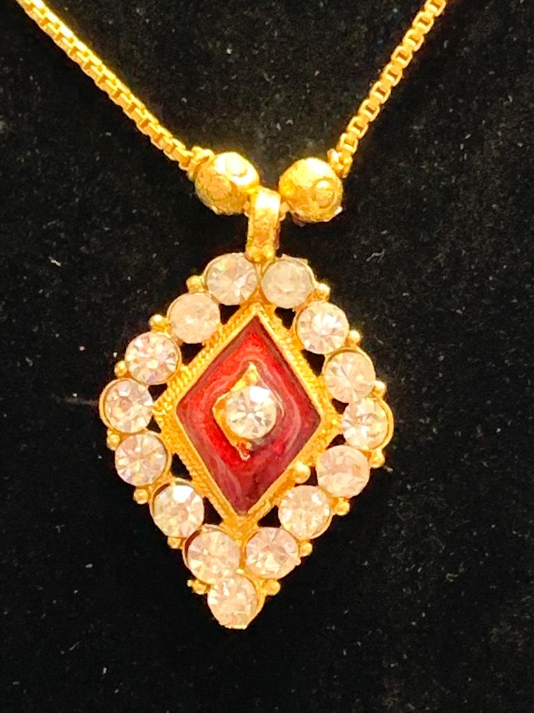 Gold Plated Stones Pendant Necklace