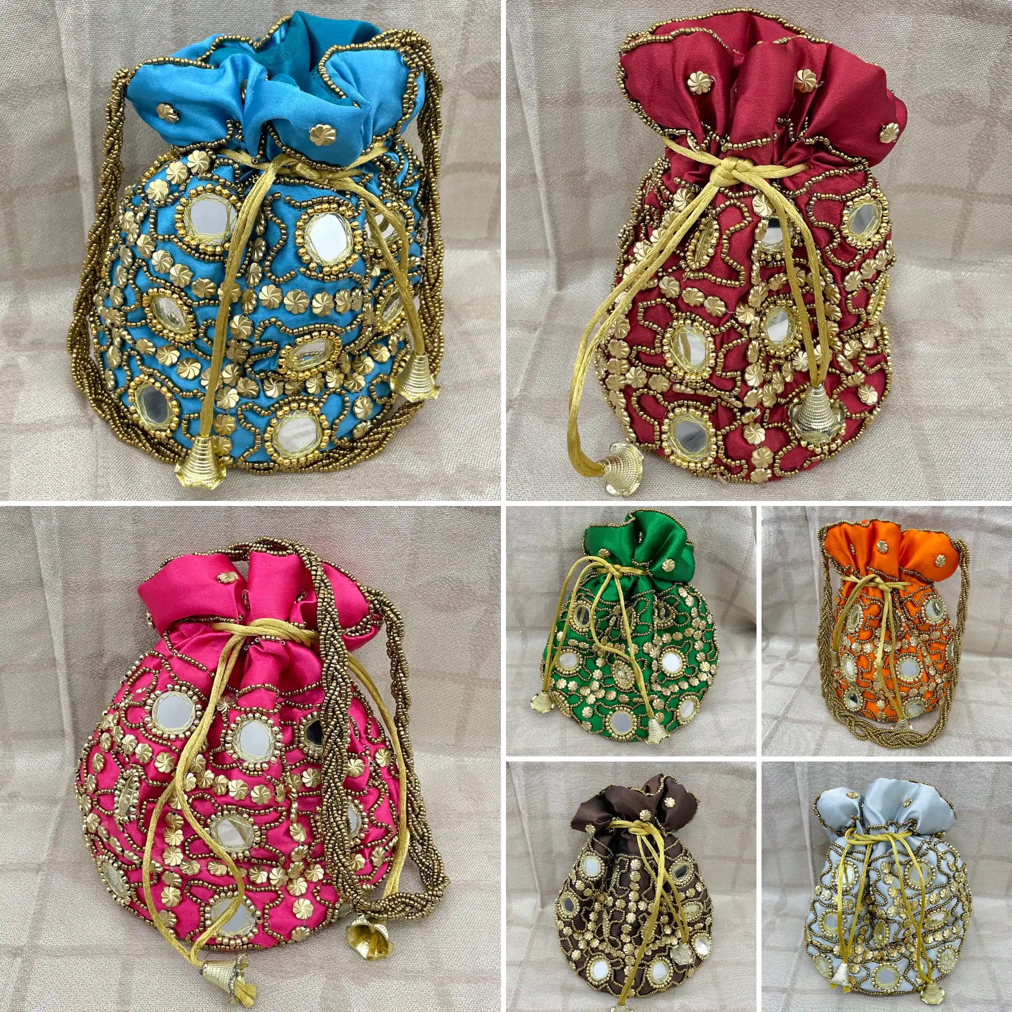 rajeshthanipurse Indiacraft Rajasthani Mirror Work Hand Crafted Potli Bags for Woman
