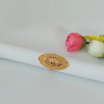 Glistening Stripped Gold-Plated Ring