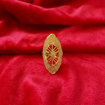 Glistening Stripped Gold-Plated Ring